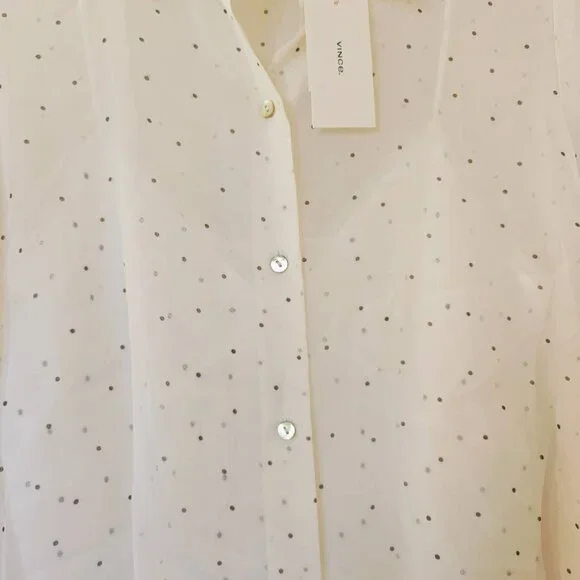 NWT Vince Sheer Dot-Print Silk Lined Blouse with matching camisole - Picture 5 of 7